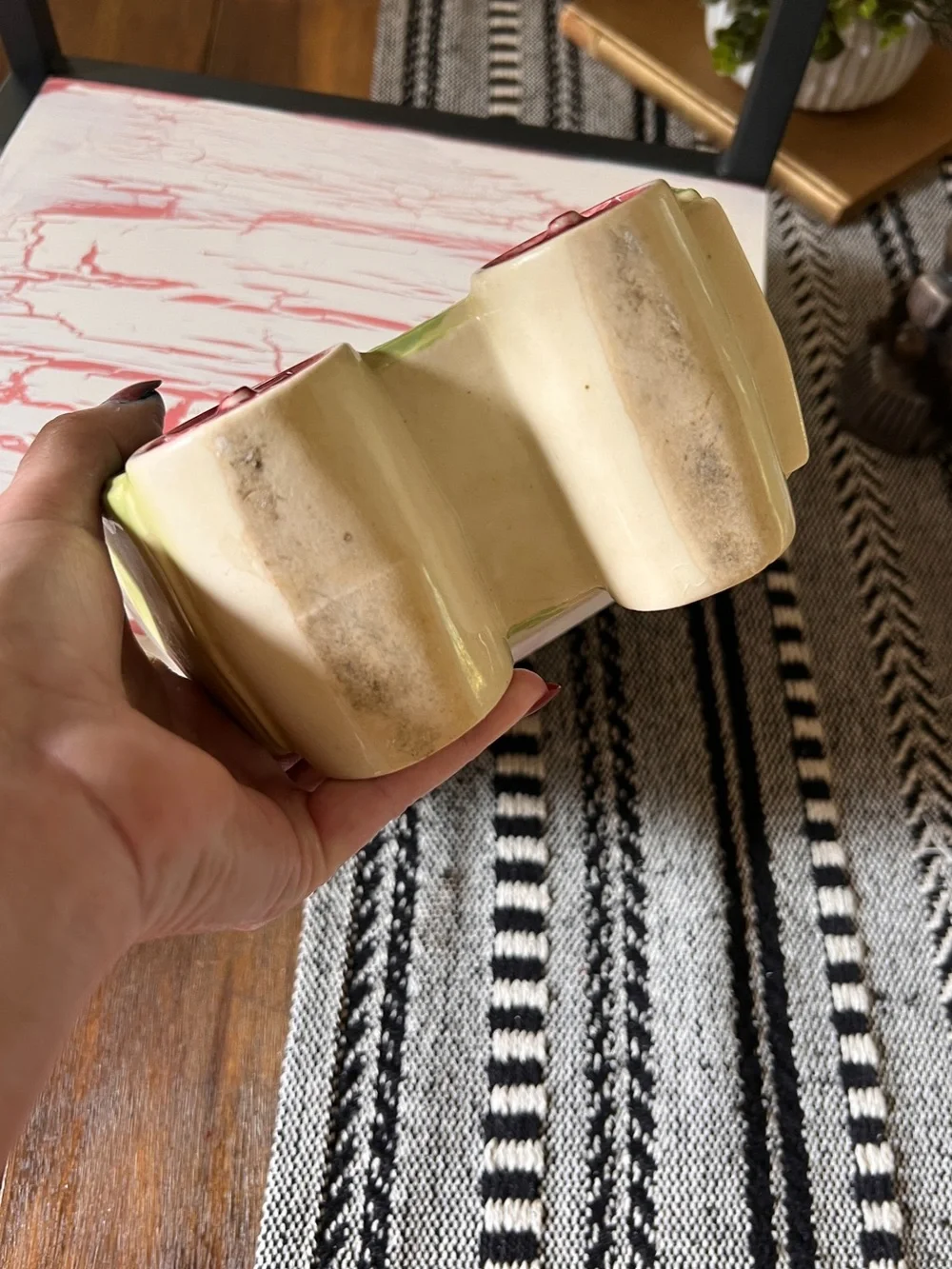 Vintage Ceramic Wagon Planter Cottagecore Farmhouse Succulent Planter